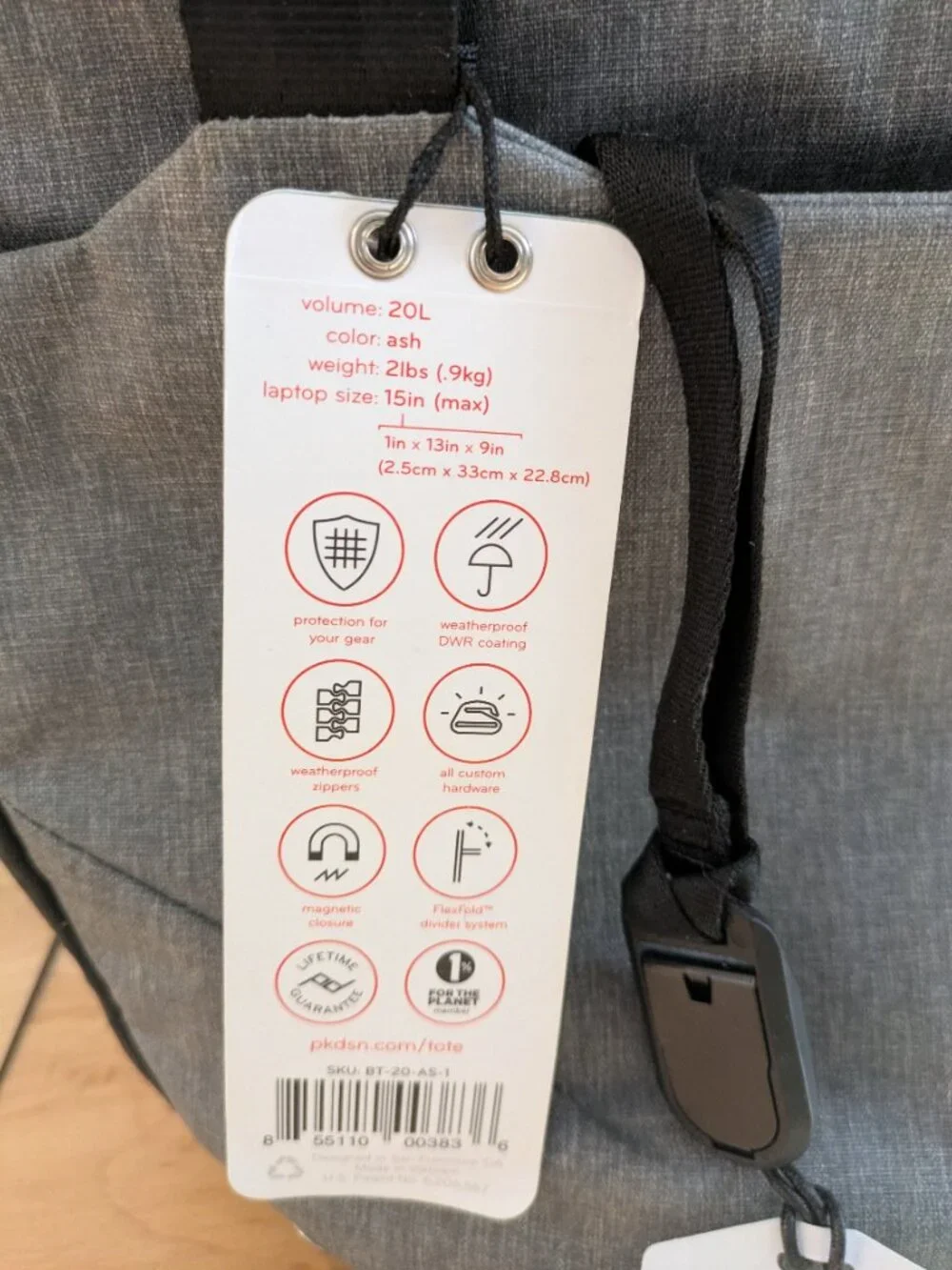 NWT Peak Design Everyday Tote - 20L Grey